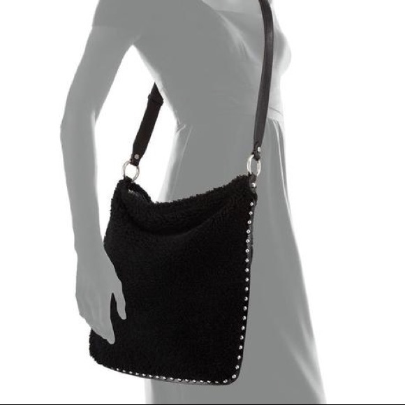 Rebecca‎ Minkoff Alexa Black Shearling Hobo Bag - Picture 2 of 8